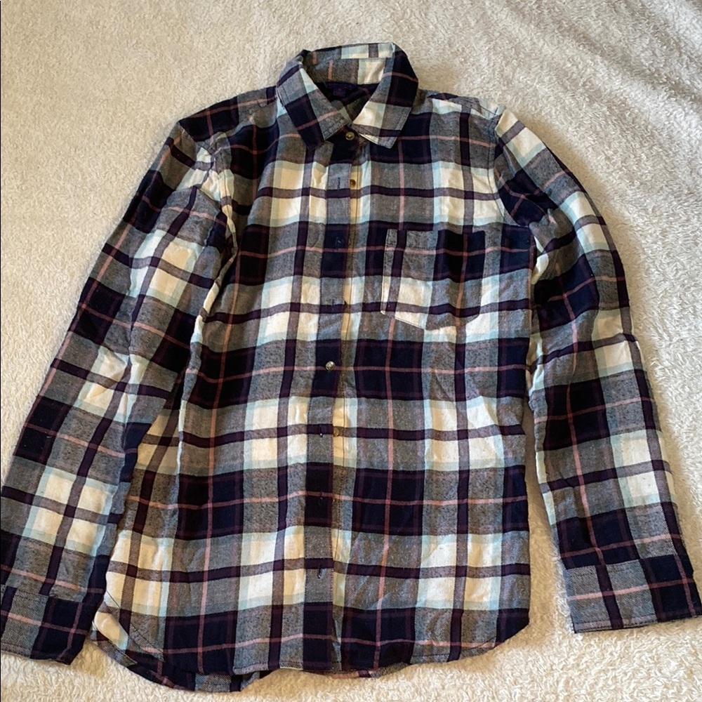 Plaid Woman’s Shirt - Blue and White (with pink)